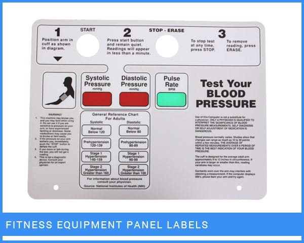 Fitness Equipment Panel Labels